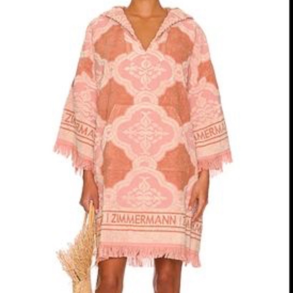 Zimmermann - Jeannie Fringed Hooded Cotton-terry Jacquard Mini Dress - Pink